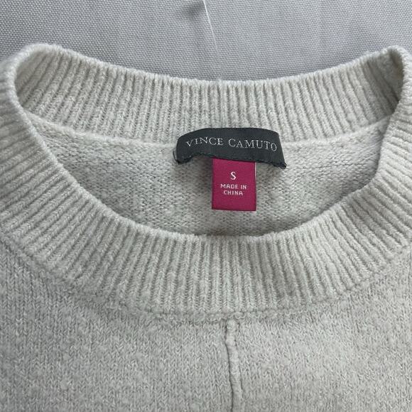 Vince Camuto Sweater Women's Small White Brown Color block Crewneck Preppy - Picture 2 of 7